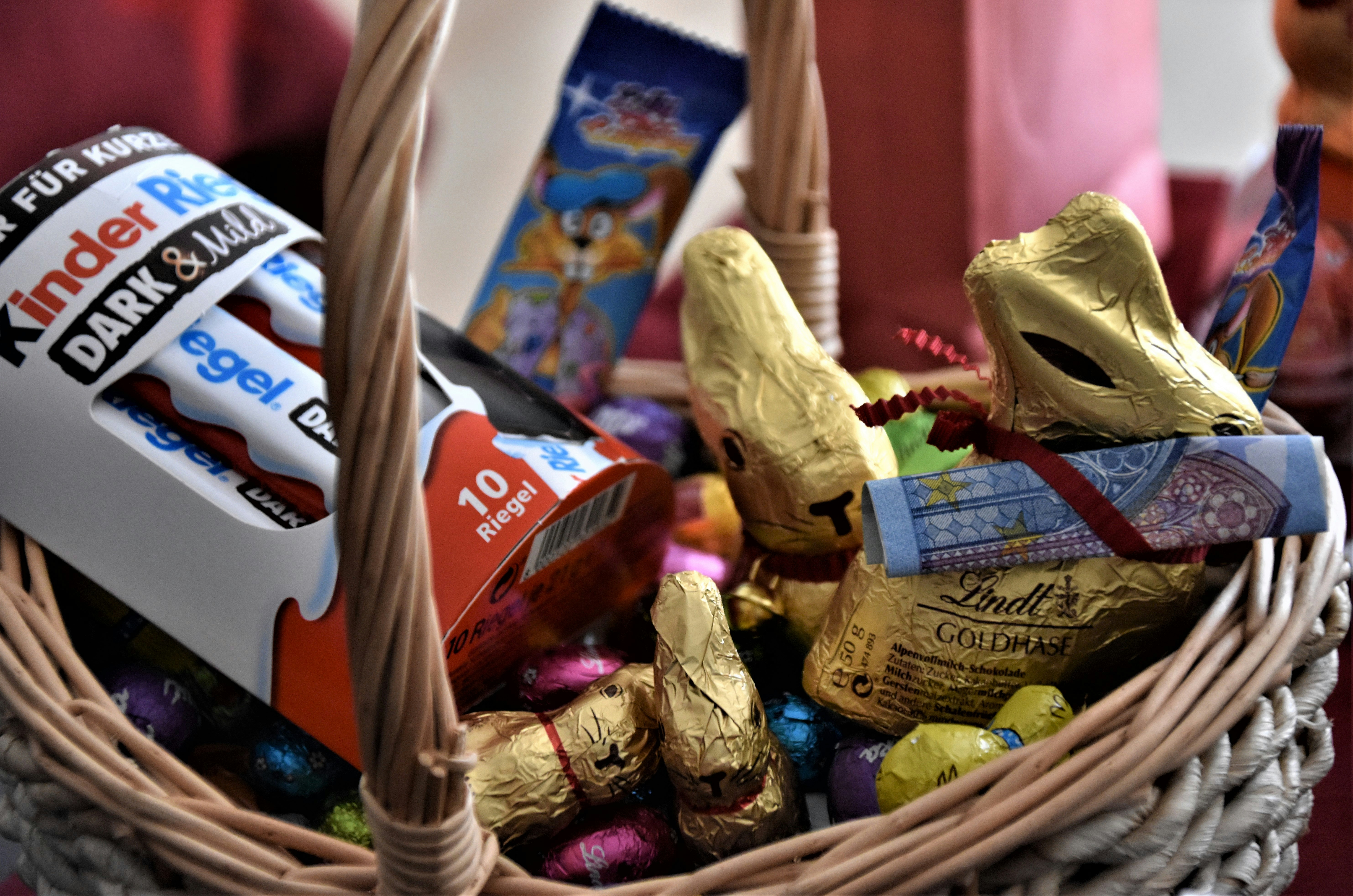 Sweet Treats gift basket with chocolate, caramels, and popcorn